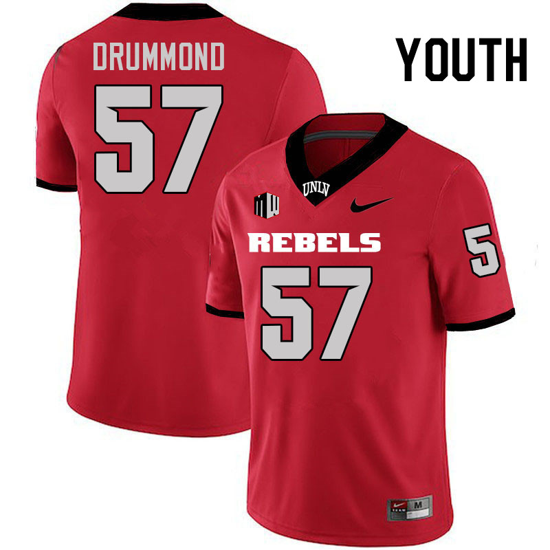 Youth #57 Dyllan Drummond UNLV Rebels College Football Jerseys Stitched-Scarlet